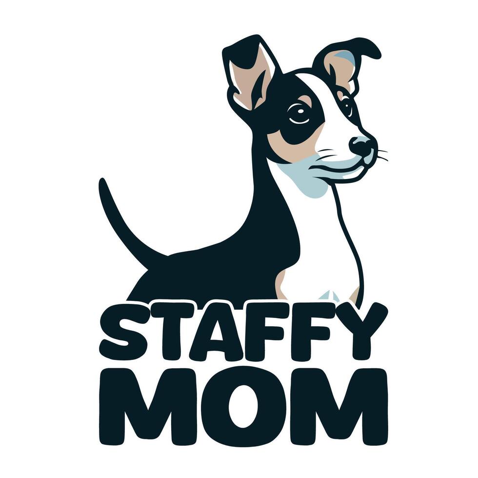 Staffy Mom with Rat Terrier Typography t shirt design illustration Pro vector