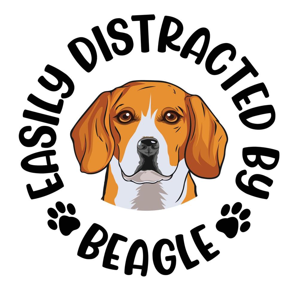 Easily Distracted By Beagle Dog Typography T shirt Design Pro Vector