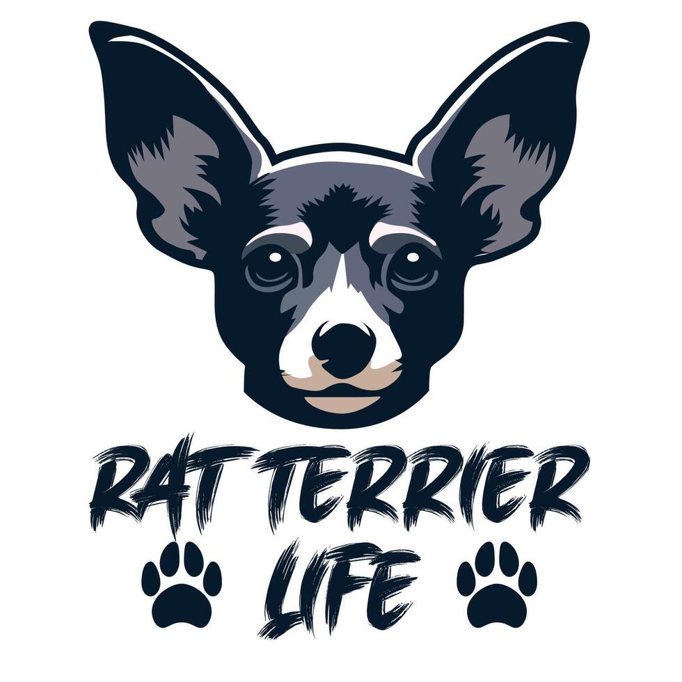 Rat Terrier Life Typography t-shirt design illustration Pro vector