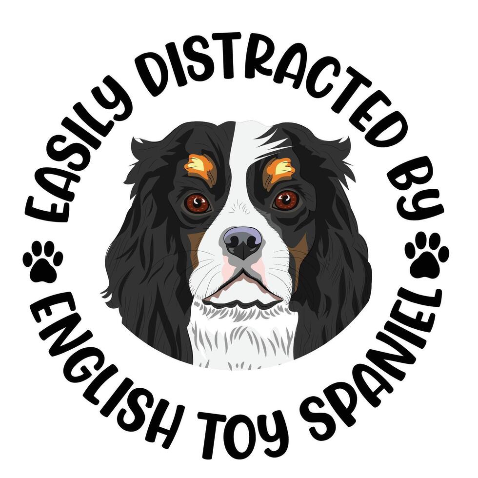 fácilmente distraído por Inglés juguete spaniel perro tipografía camiseta diseño gratis vector