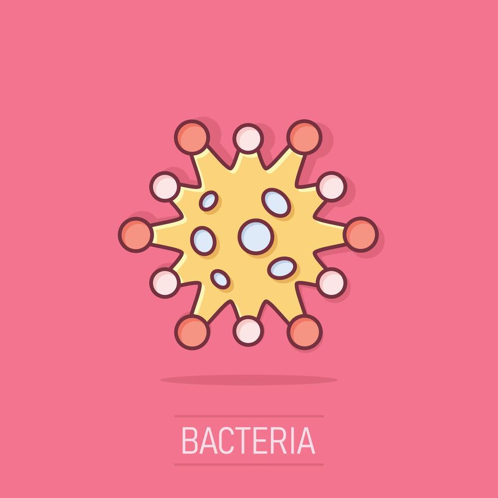 icono de bacterias de la enfermedad en estilo cómico. ilustración de vector de dibujos animados de alergia sobre fondo blanco aislado. concepto de negocio de efecto de salpicadura de virus microbio.