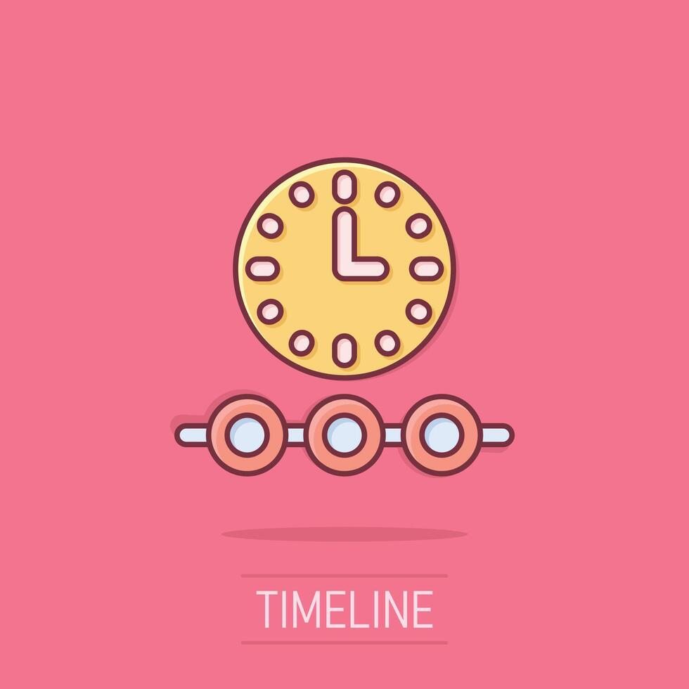 Timeline icon in comic style. Progress cartoon vector illustration on isolated background. Diagram splash effect business concept.