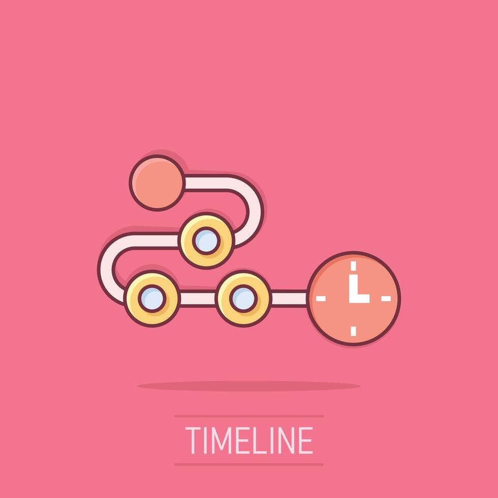 Timeline icon in comic style. Progress cartoon vector illustration on isolated background. Diagram splash effect business concept.