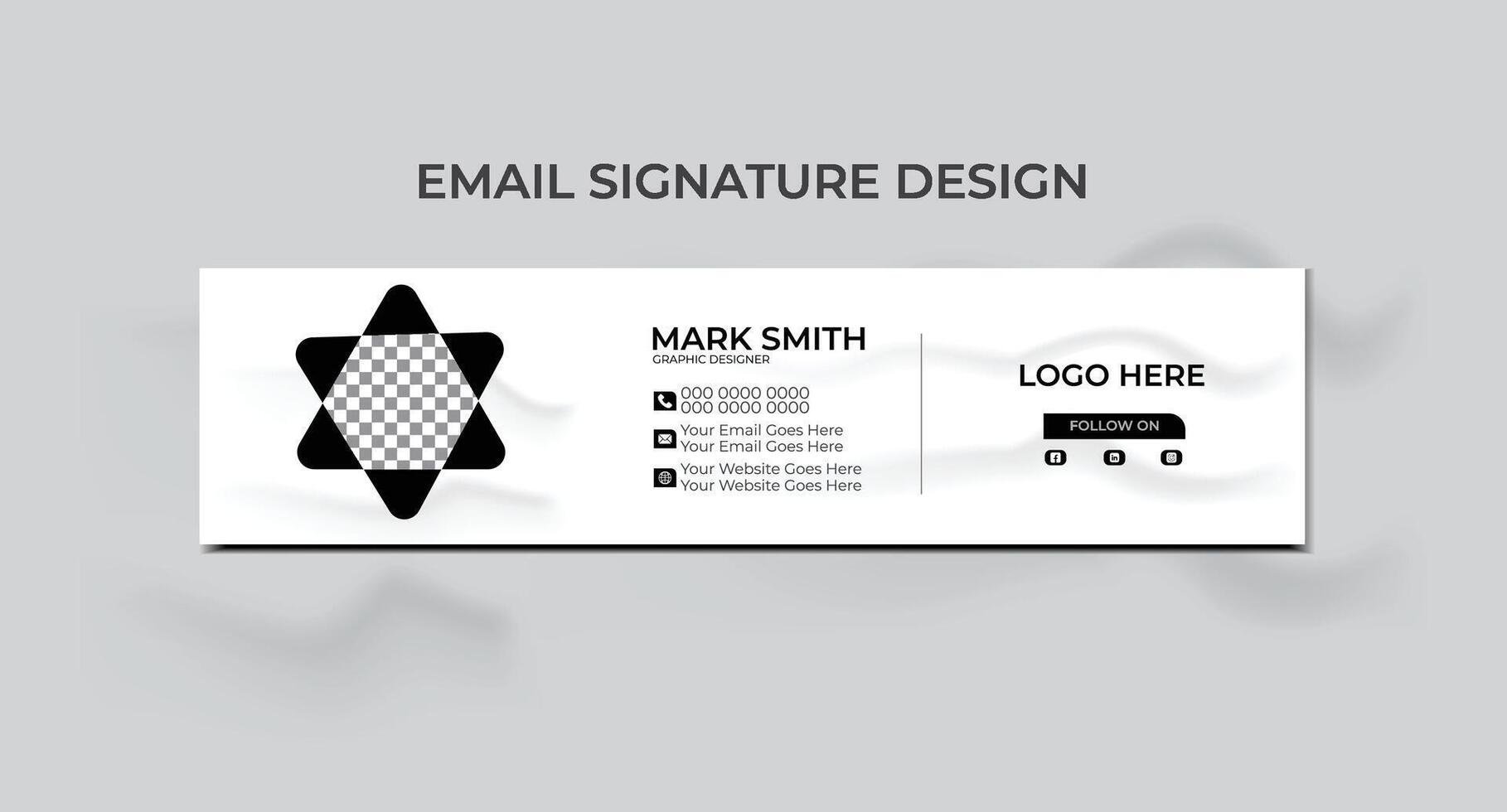 Modern email signature design template with white color background vector