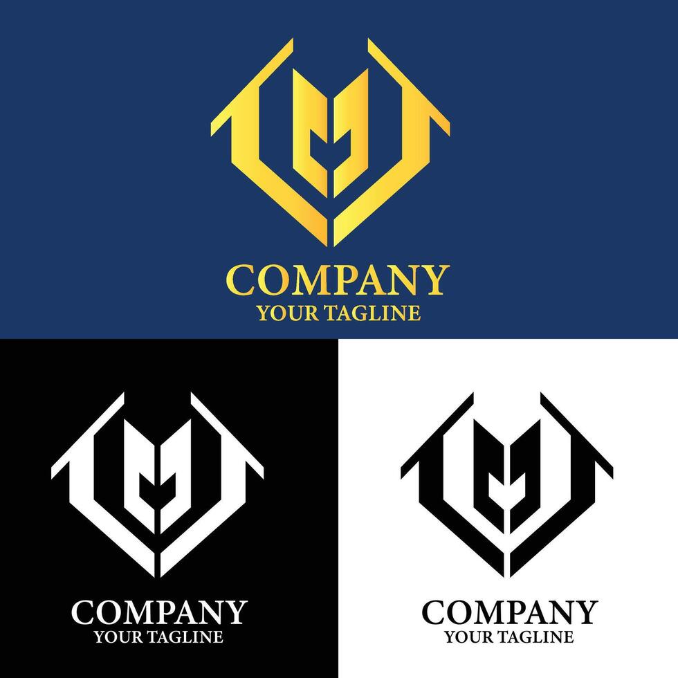 Logo of letter m shaped like arrow pointing up vector