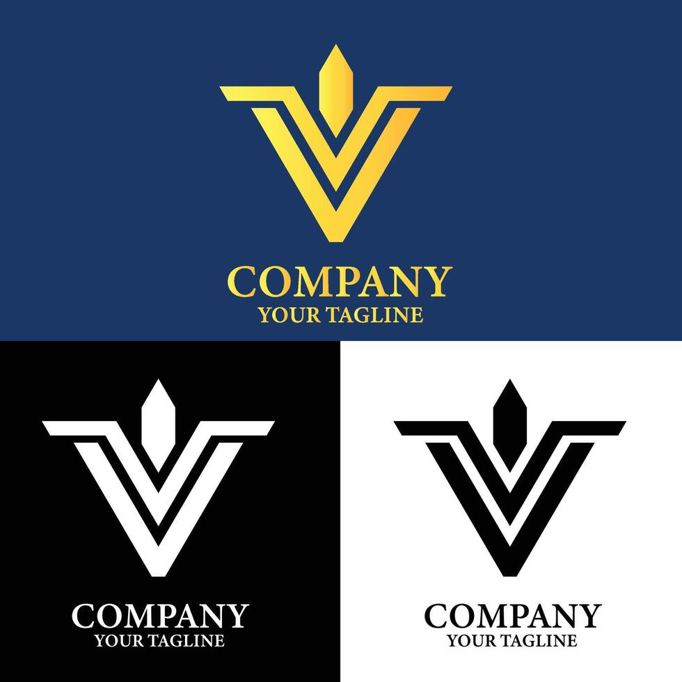 Sleek V symbol on a modern color scheme vector