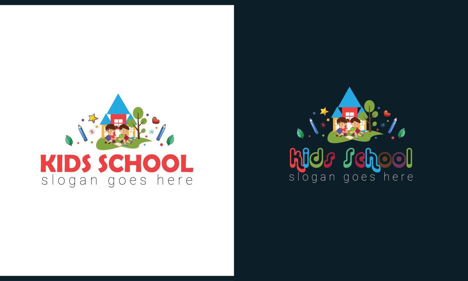 preescolar, jardín de infancia logo icono diseño modelo. niños colegio vector ilustración. niños colegio logo diseño