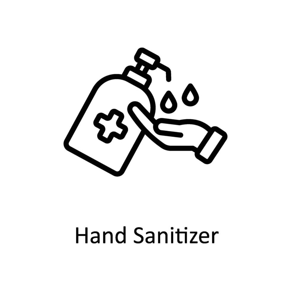 mano desinfectante vector contorno icono estilo ilustración. eps 10 archivo