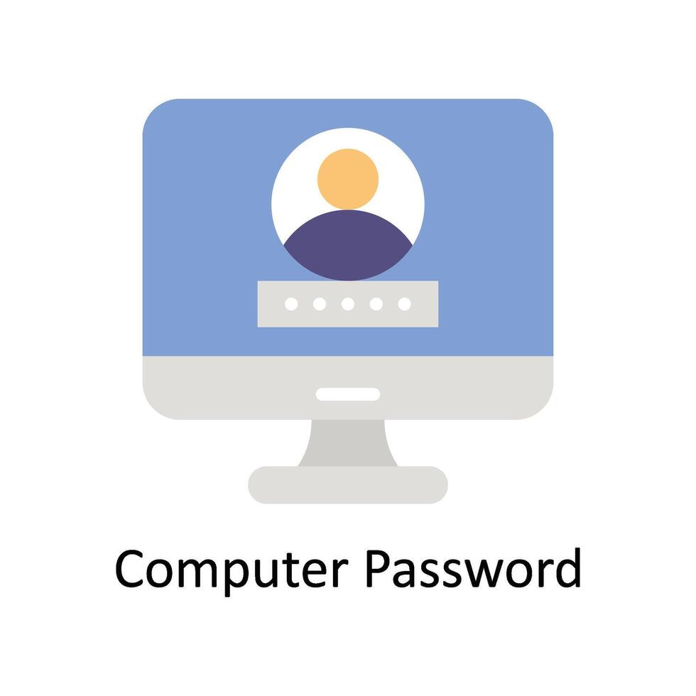 Computer Password vector Flat icon style illustration. EPS 10 File