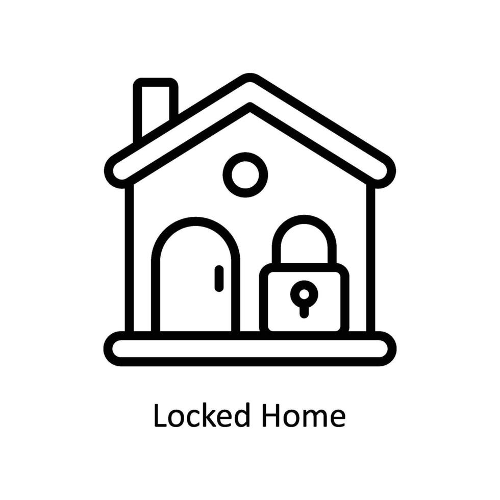 Locked Home Vector outline icon Style illustration. EPS 10 File