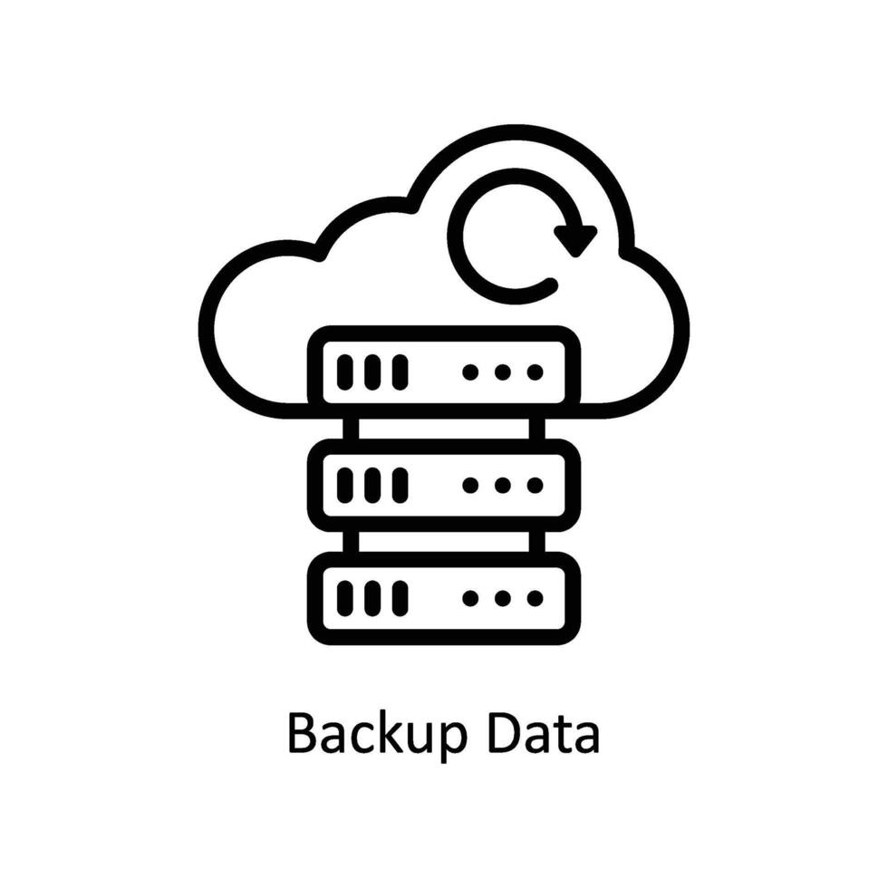 Backup Data Vector outline icon Style illustration. EPS 10 File