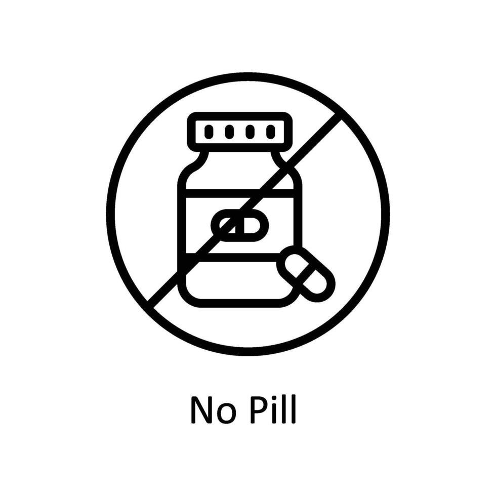 No Pill  vector outline icon style illustration. EPS 10 File