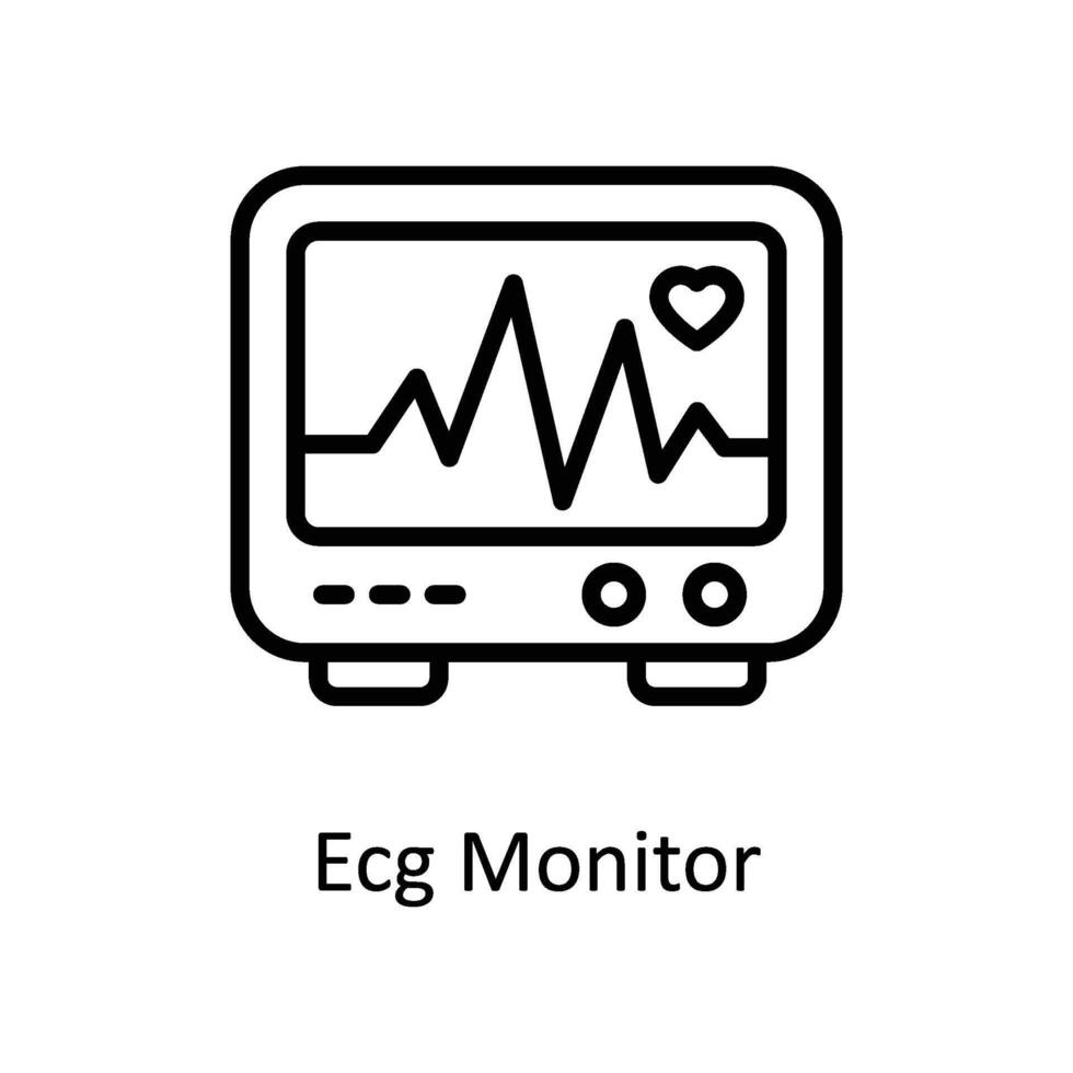ecg monitor vector contorno icono estilo ilustración. eps 10 archivo