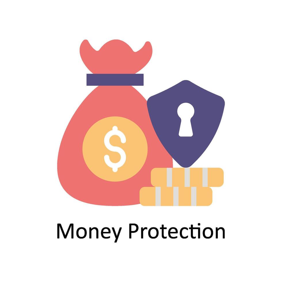 Money Protection vector Flat icon style illustration. EPS 10 File