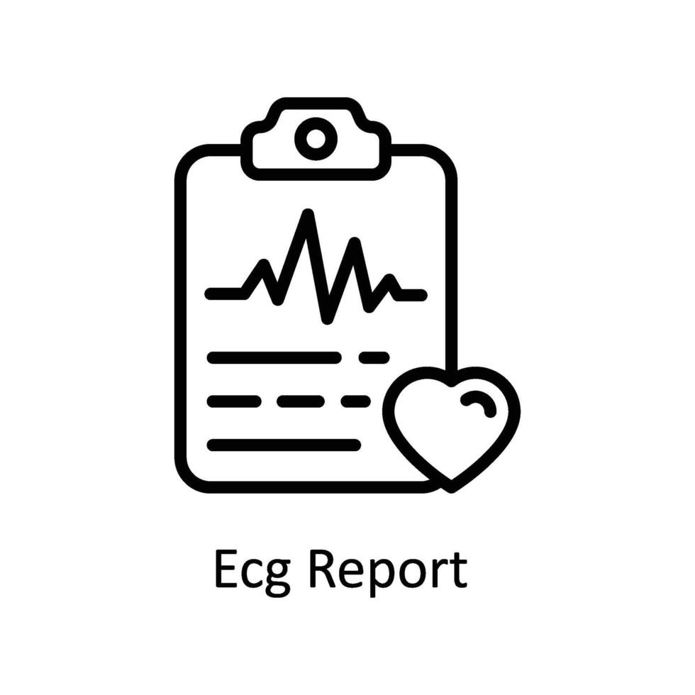 Ecg Report vector outline icon style illustration. EPS 10 File