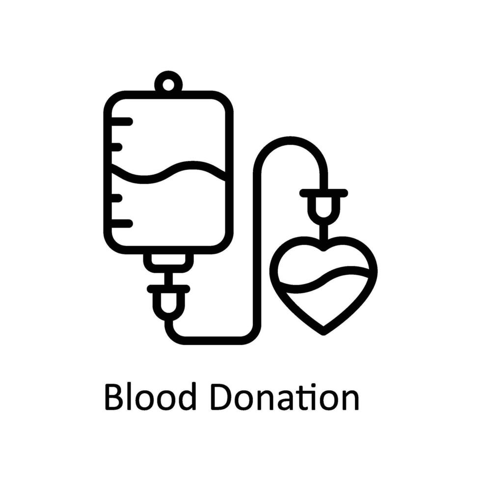 Blood Donation  vector outline icon style illustration. EPS 10 File