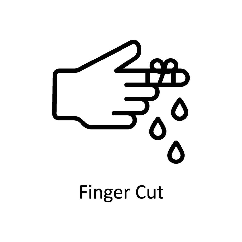 Finger Cut vector outline icon style illustration. EPS 10 File