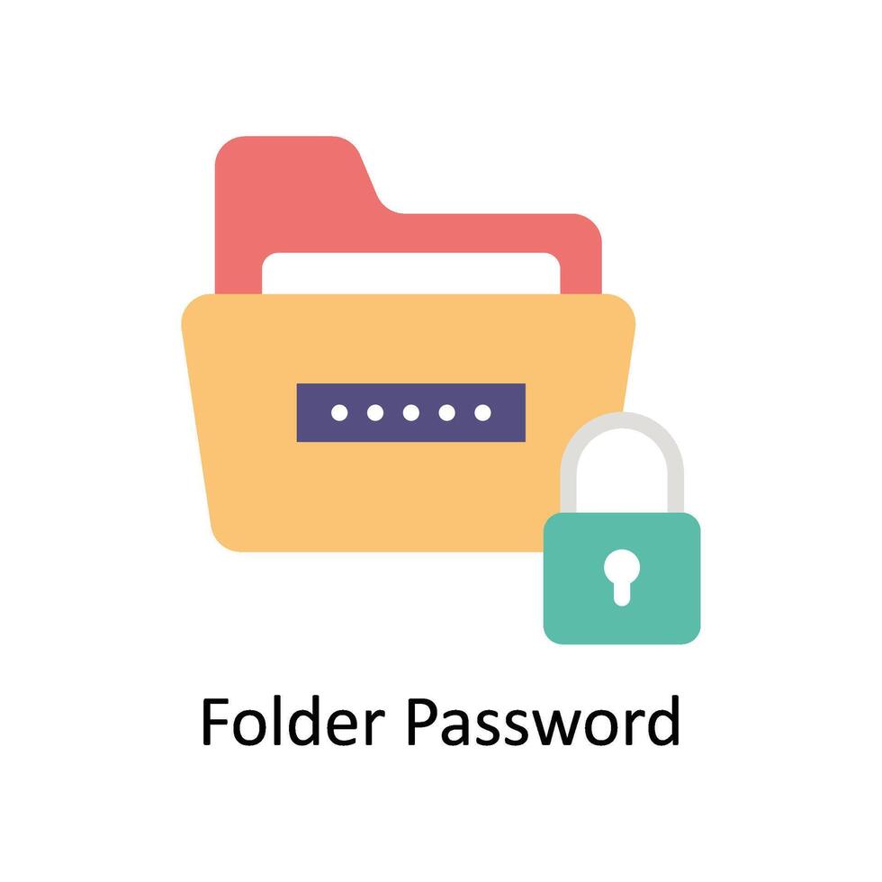 Folder Password  vector Flat icon style illustration. EPS 10 File