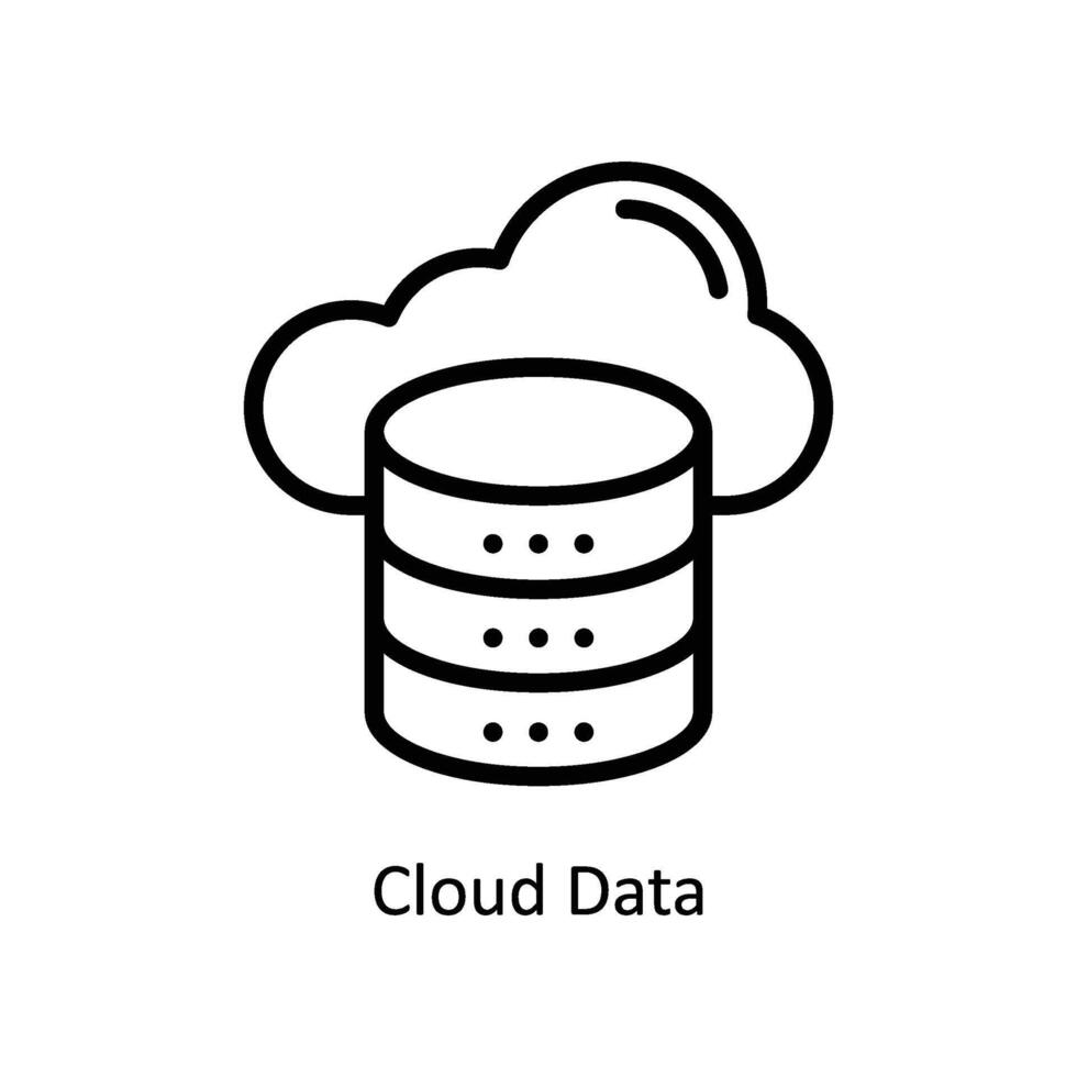 Cloud Data Vector outline icon Style illustration. EPS 10 File