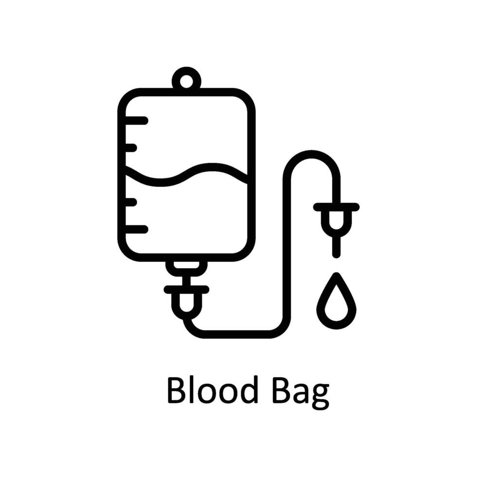 Blood Bag vector outline icon style illustration. EPS 10 File