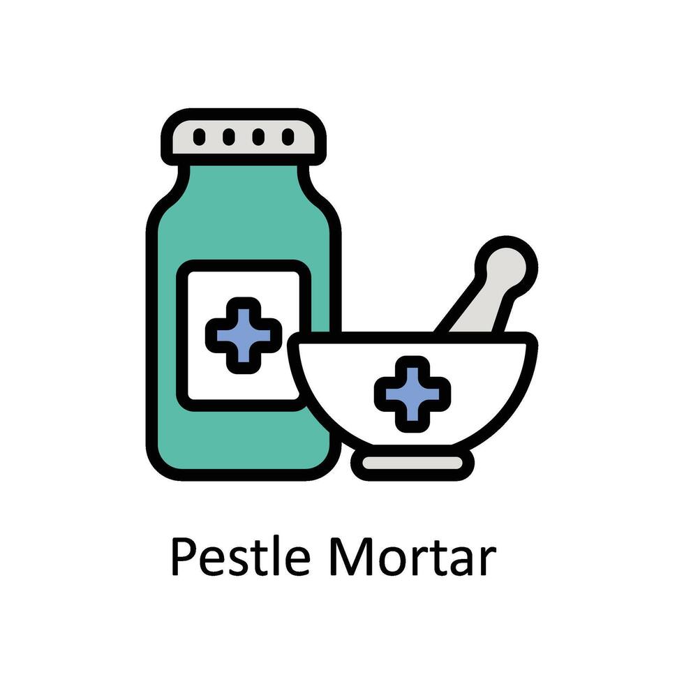 Pestle Mortar  vector Filled outline icon style illustration. EPS 10 File