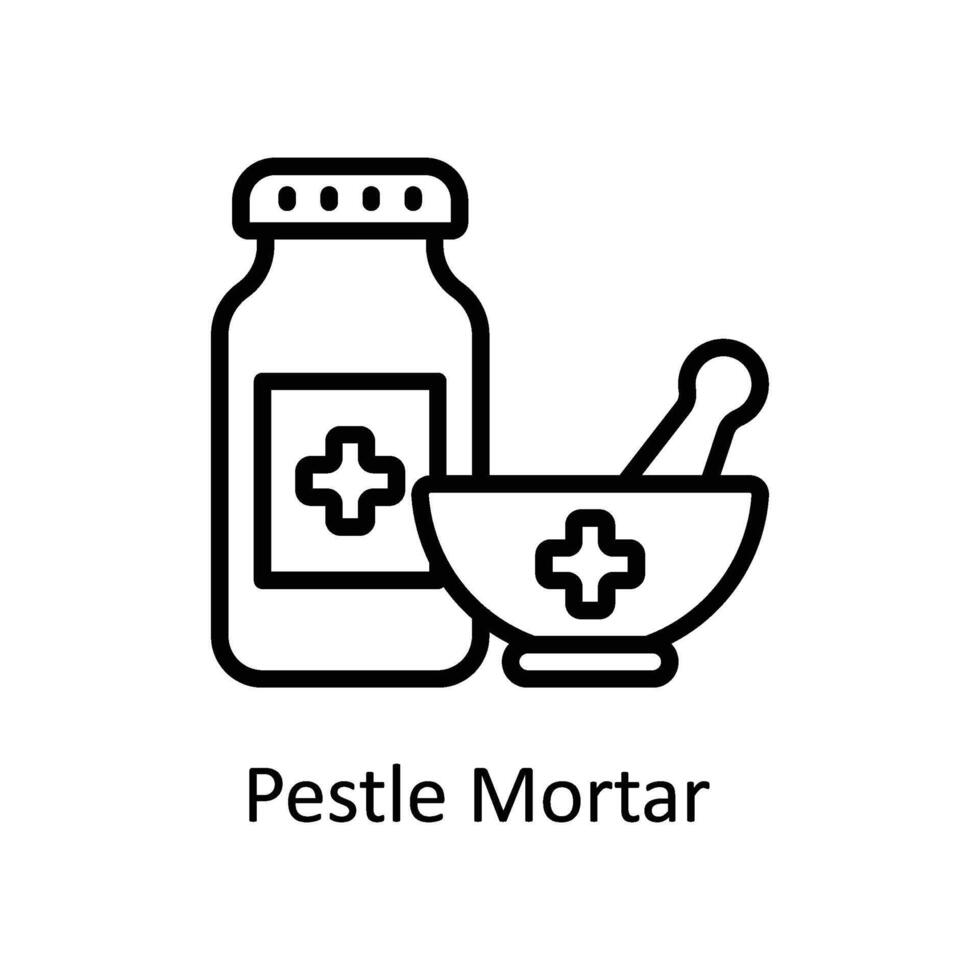Pestle Mortar  vector outline icon style illustration. EPS 10 File