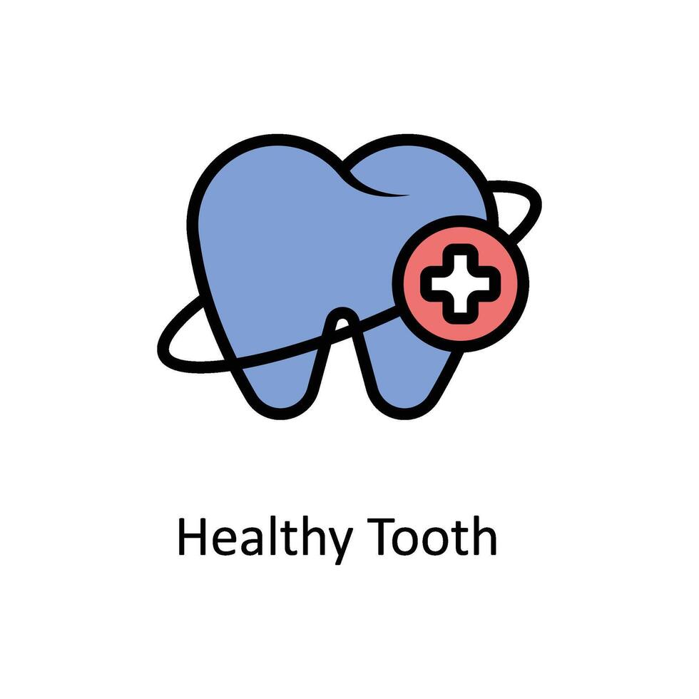 Healthy Tooth  vector Filled outline icon style illustration. EPS 10 File