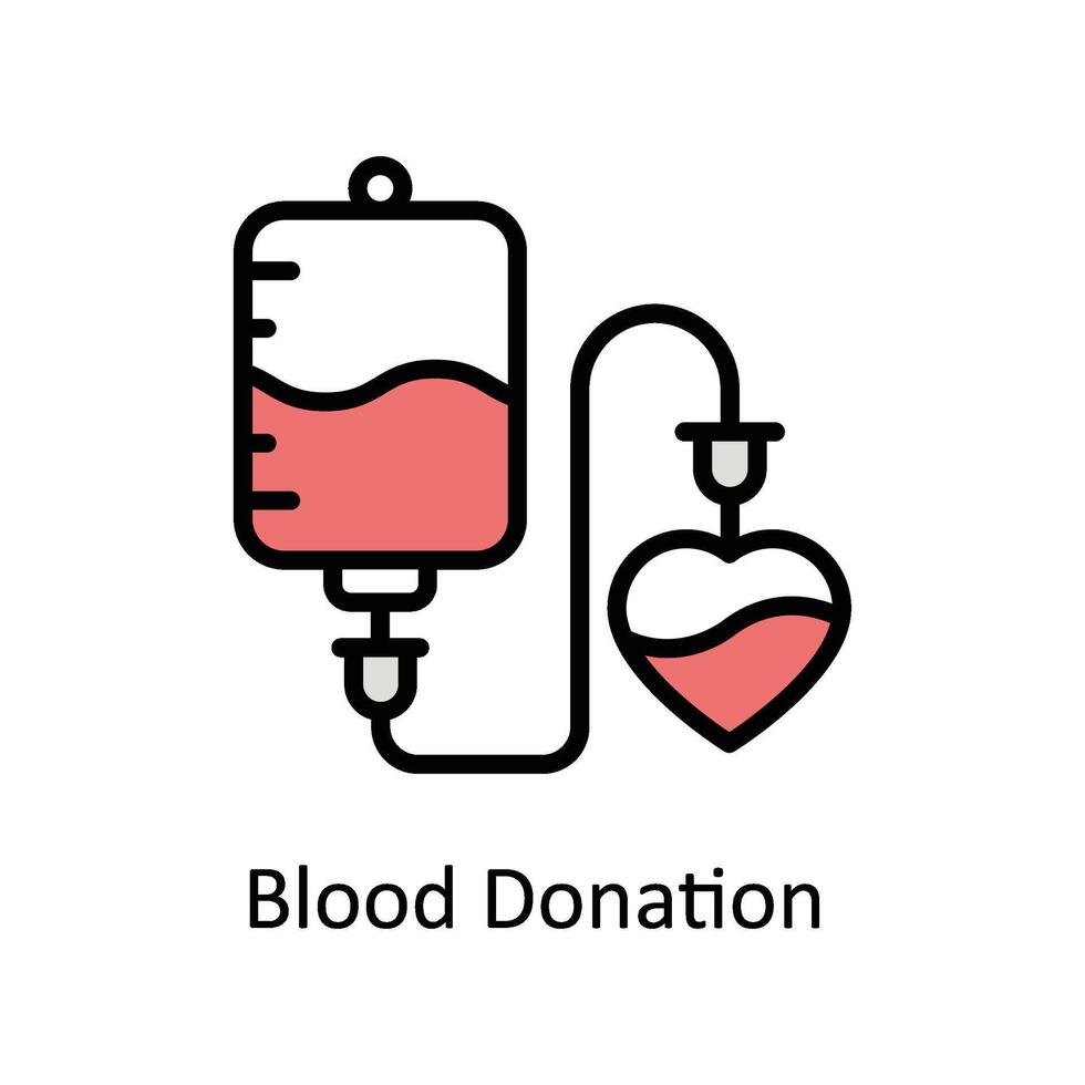 sangre donación vector lleno contorno icono estilo ilustración. eps 10 archivo