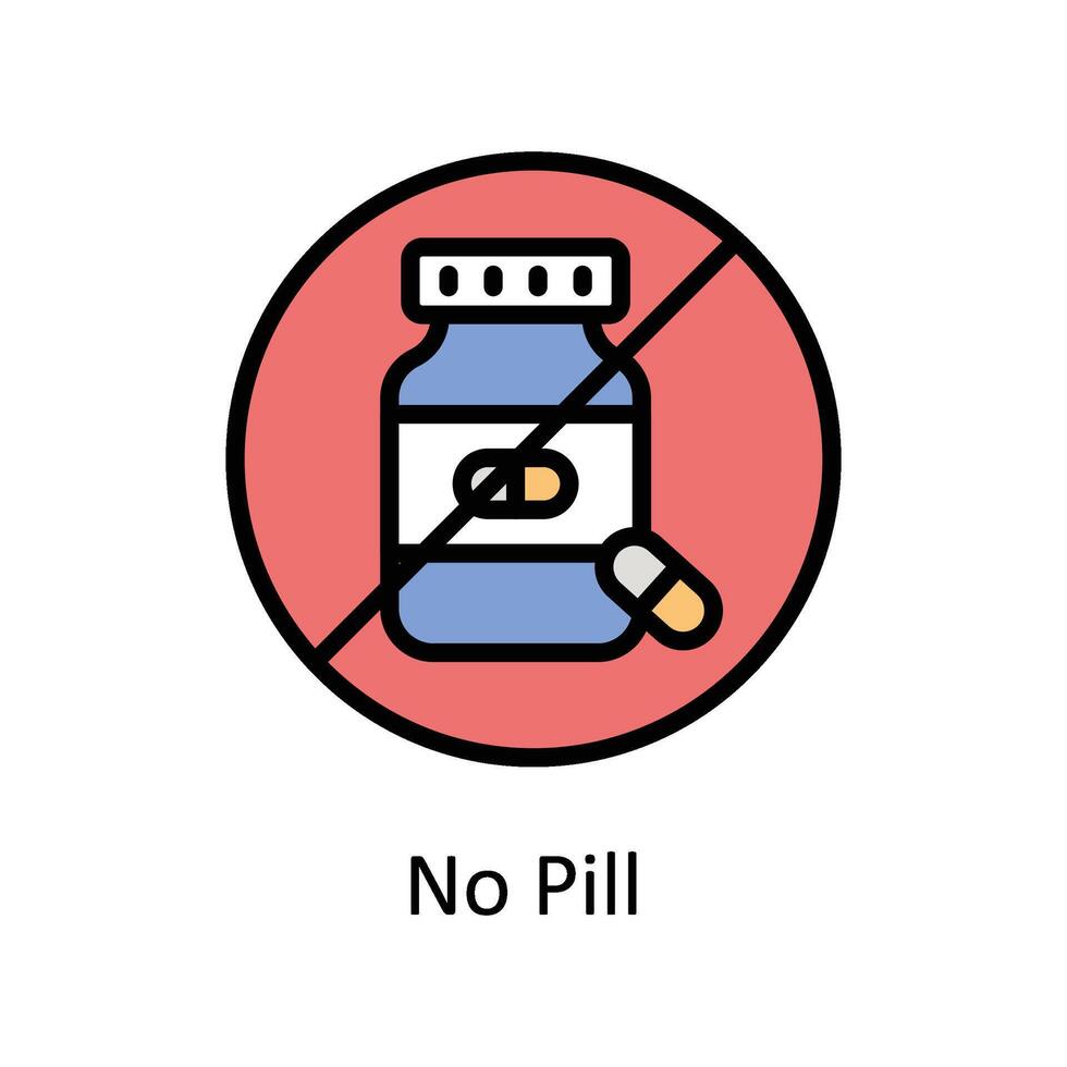 No Pill  vector Filled outline icon style illustration. EPS 10 File