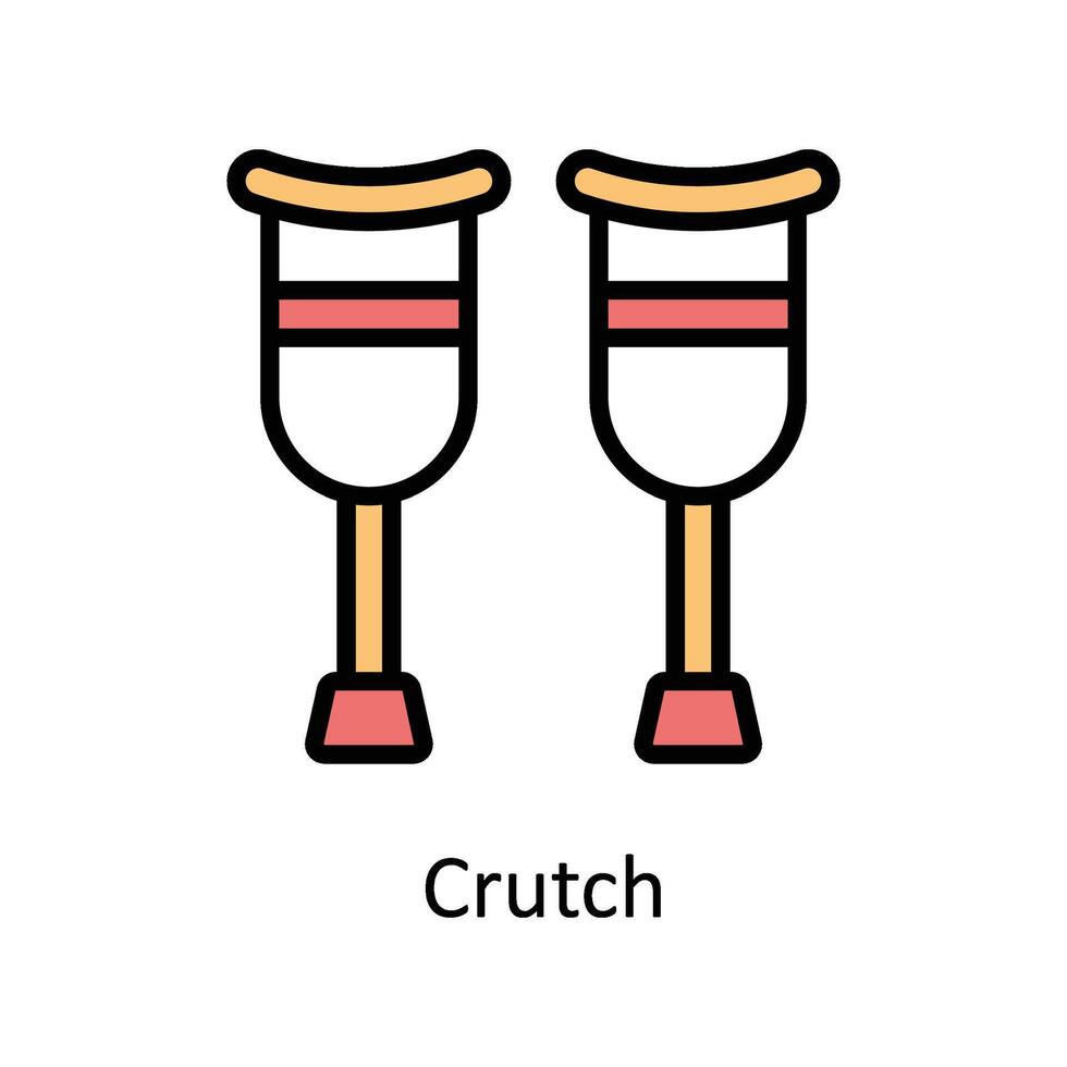 Crutch vector Filled outline icon style illustration. EPS 10 File