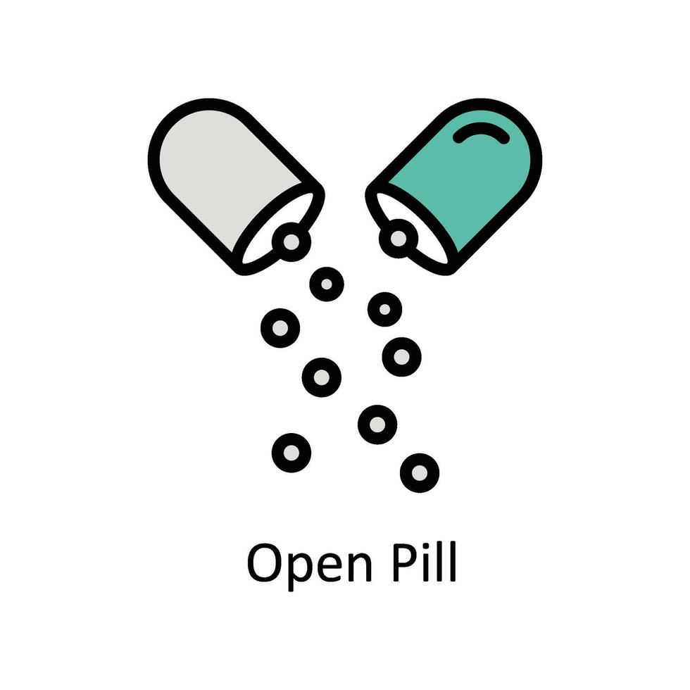 Open Pill vector Filled outline icon style illustration. EPS 10 File