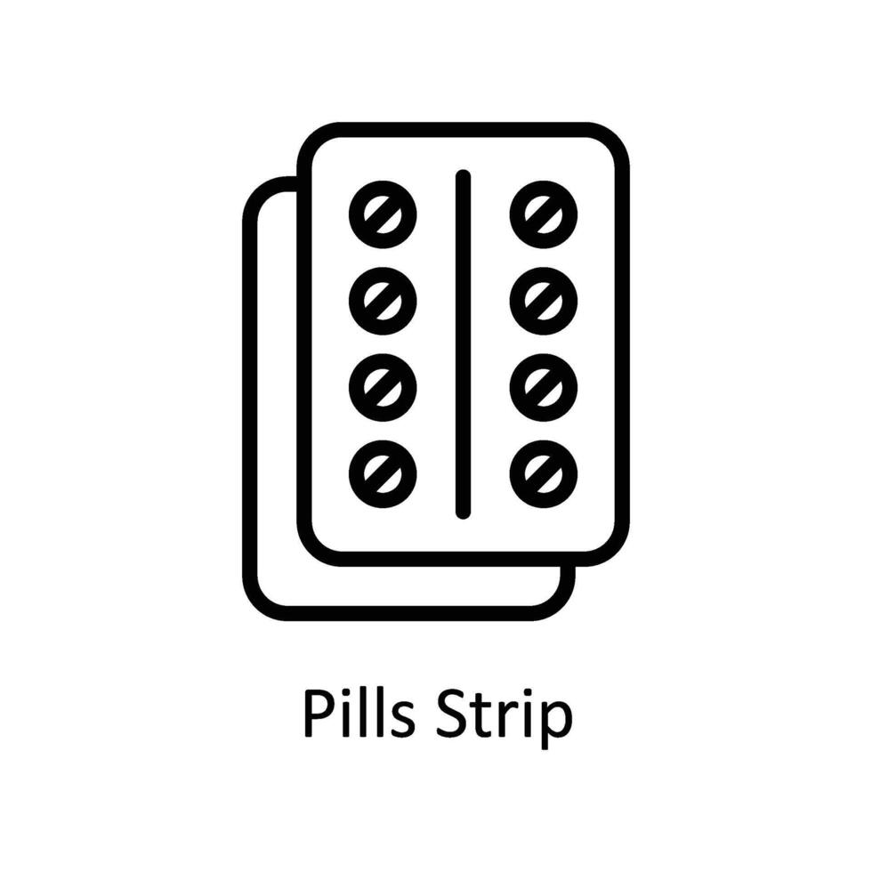 Pills Strip  vector outline icon style illustration. EPS 10 File