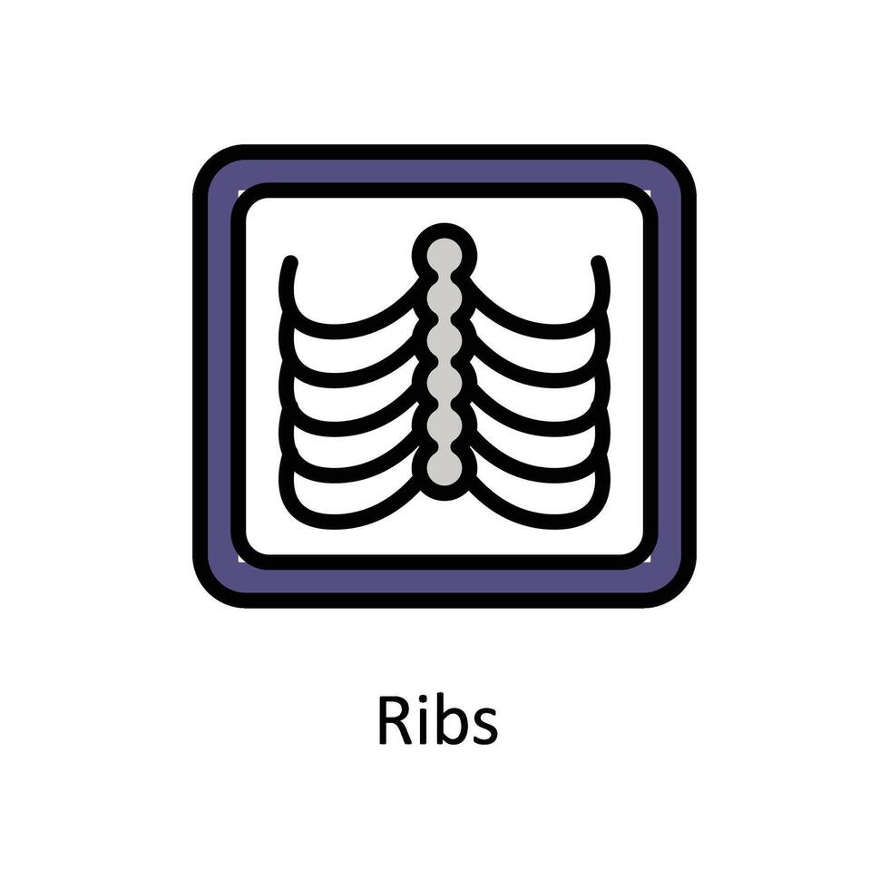 Ribs vector Filled outline icon style illustration. EPS 10 File