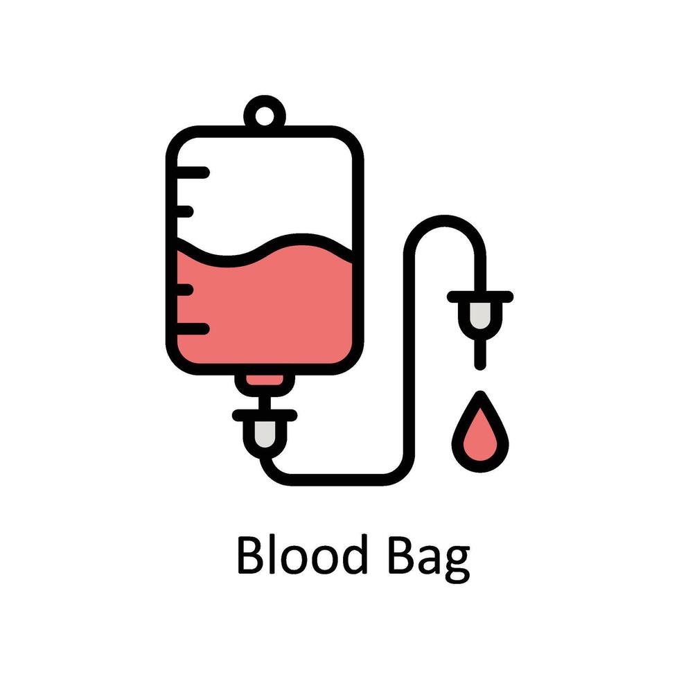 Blood Bag vector Filled outline icon style illustration. EPS 10 File