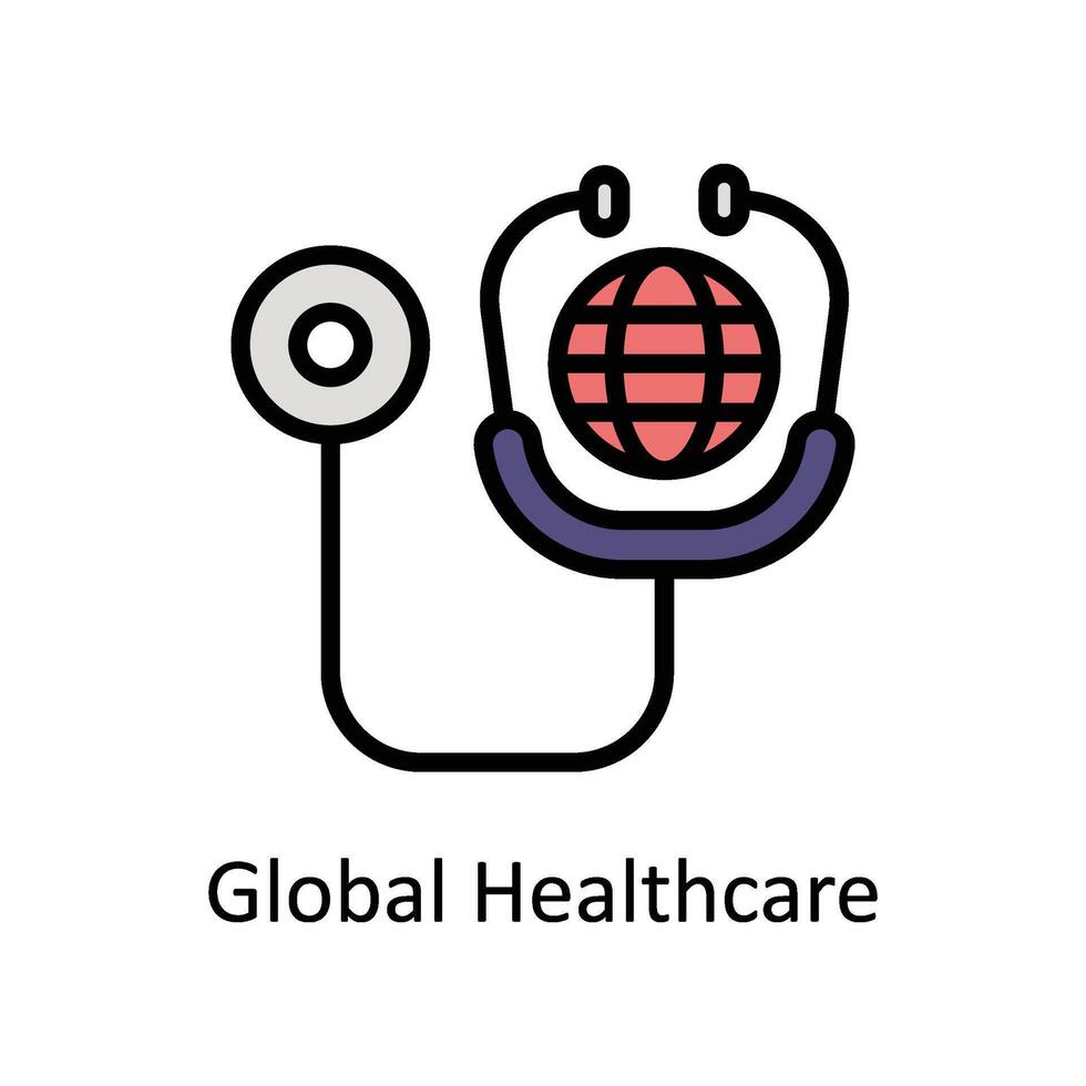 Global Healthcare vector Filled outline icon style illustration. EPS 10 File