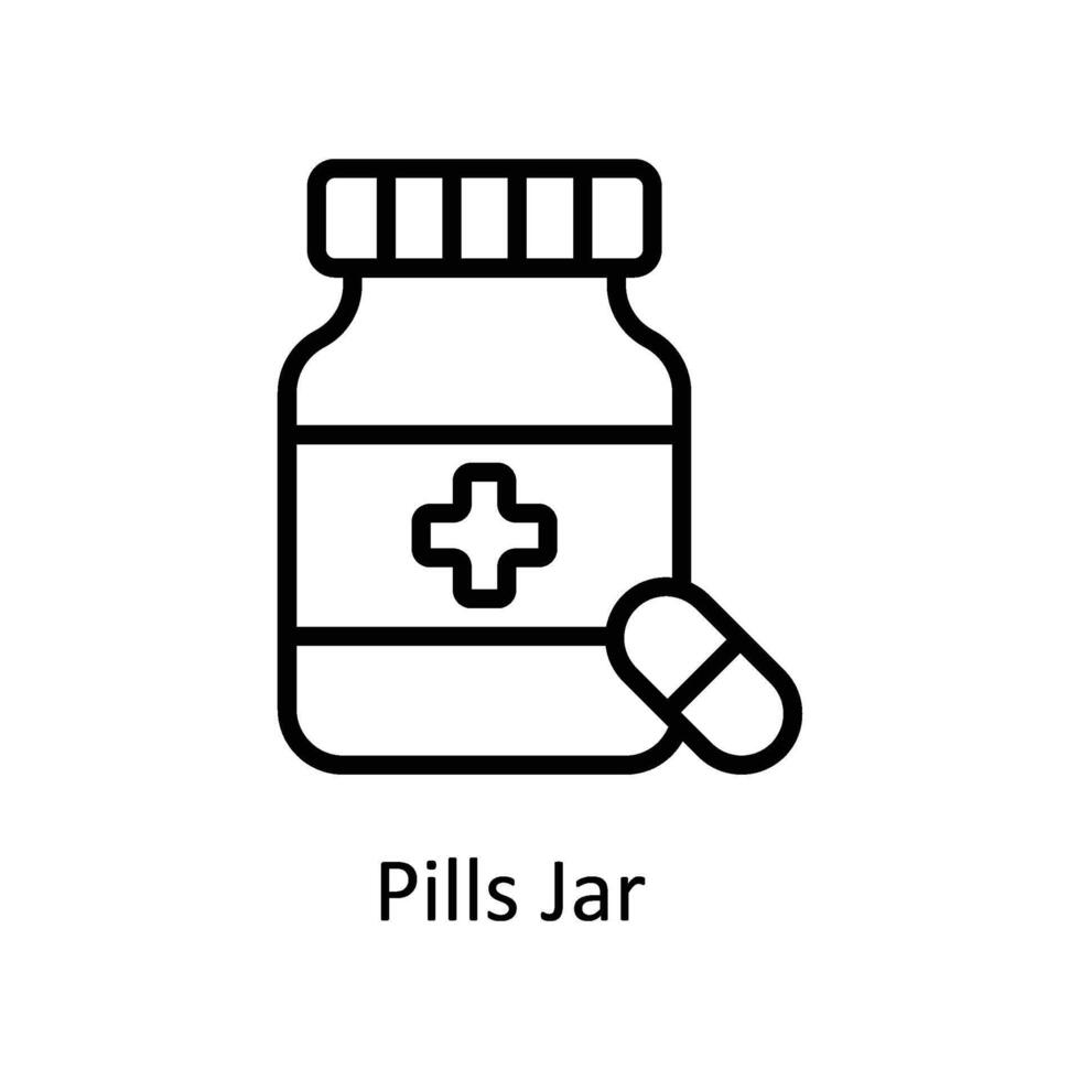 Pills Jar vector outline icon style illustration. EPS 10 File