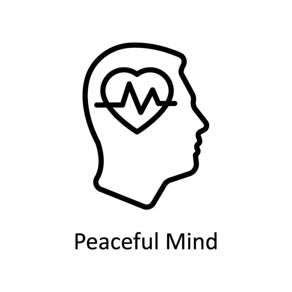 Peaceful Mind vector outline icon style illustration. EPS 10 File