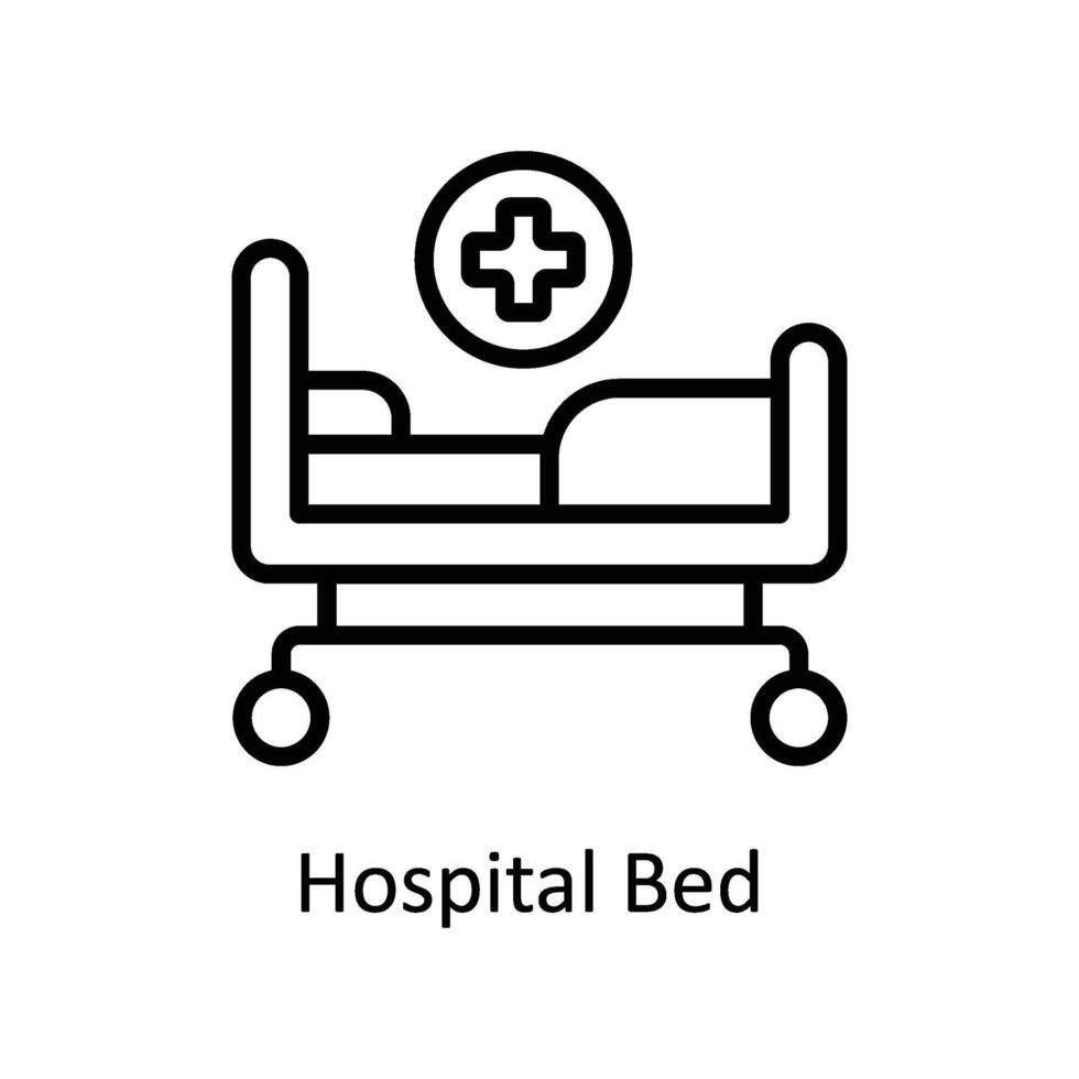 Hospital Bed  vector outline icon style illustration. EPS 10 File