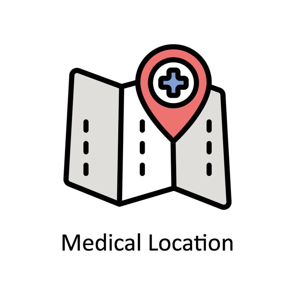 Medical Location vector Filled outline icon style illustration. EPS 10 File