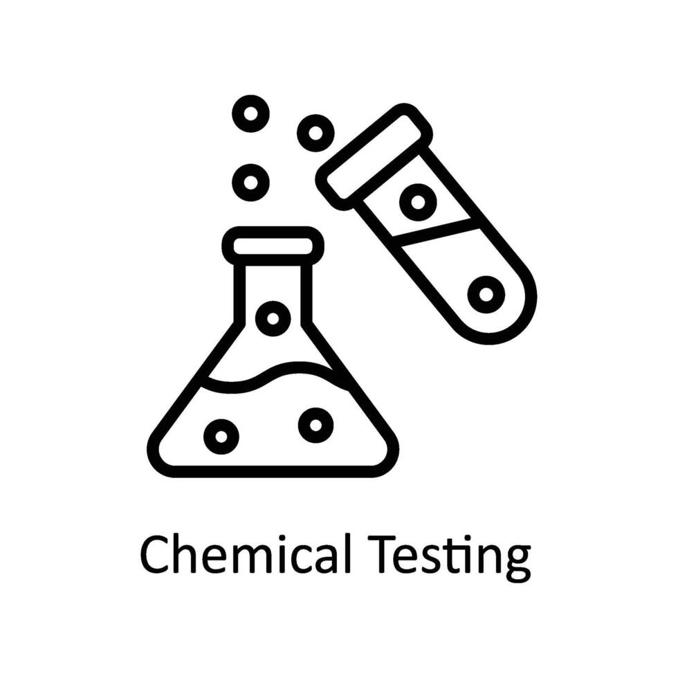 Chemical Testing  vector outline icon style illustration. EPS 10 File