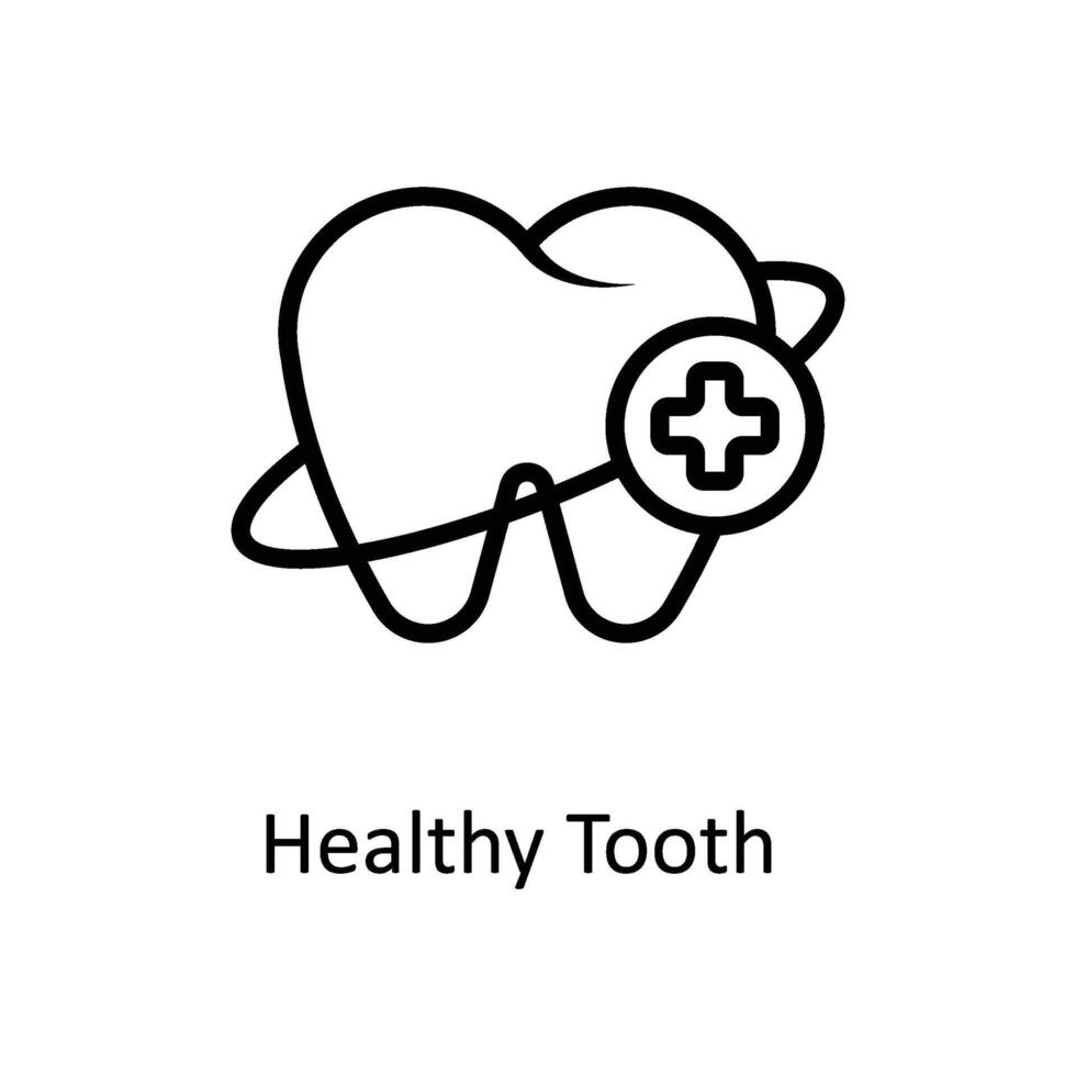 Healthy Tooth  vector outline icon style illustration. EPS 10 File