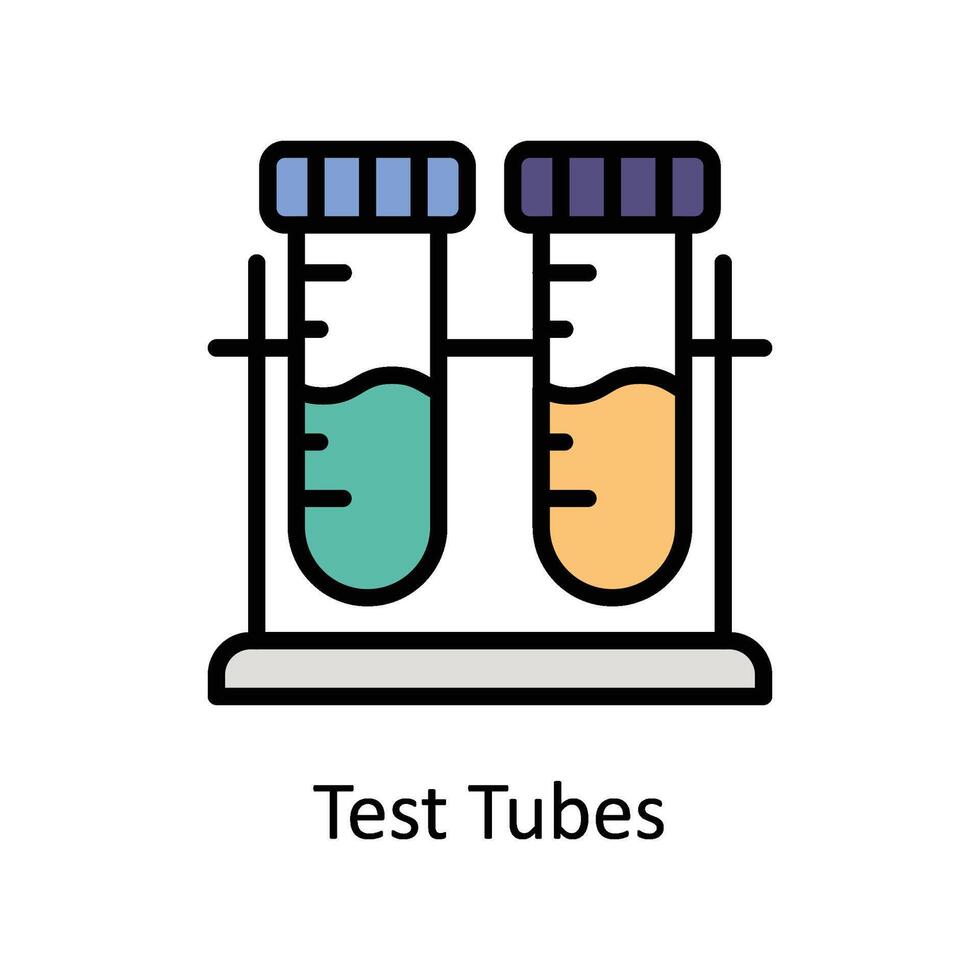 Test Tubes vector Filled outline icon style illustration. EPS 10 File