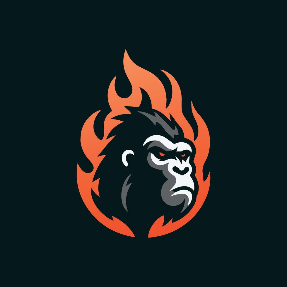 gorila fuego cabeza logo vector modelo