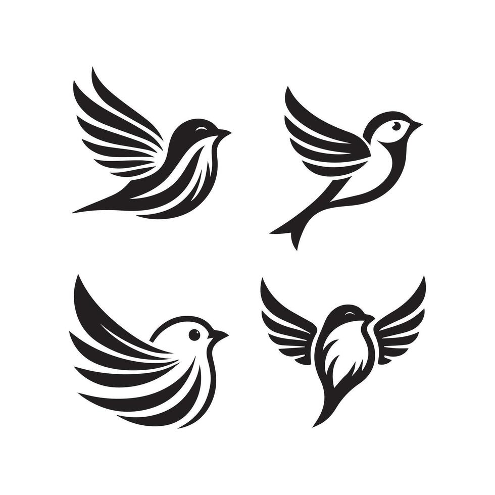 Sparrow Black and Write Vactor Set illustration use logo, t-shirt vector