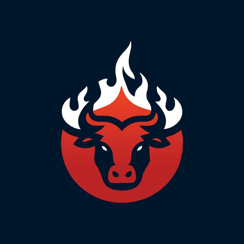 Bull Fire Head Logo Vector Template illustration