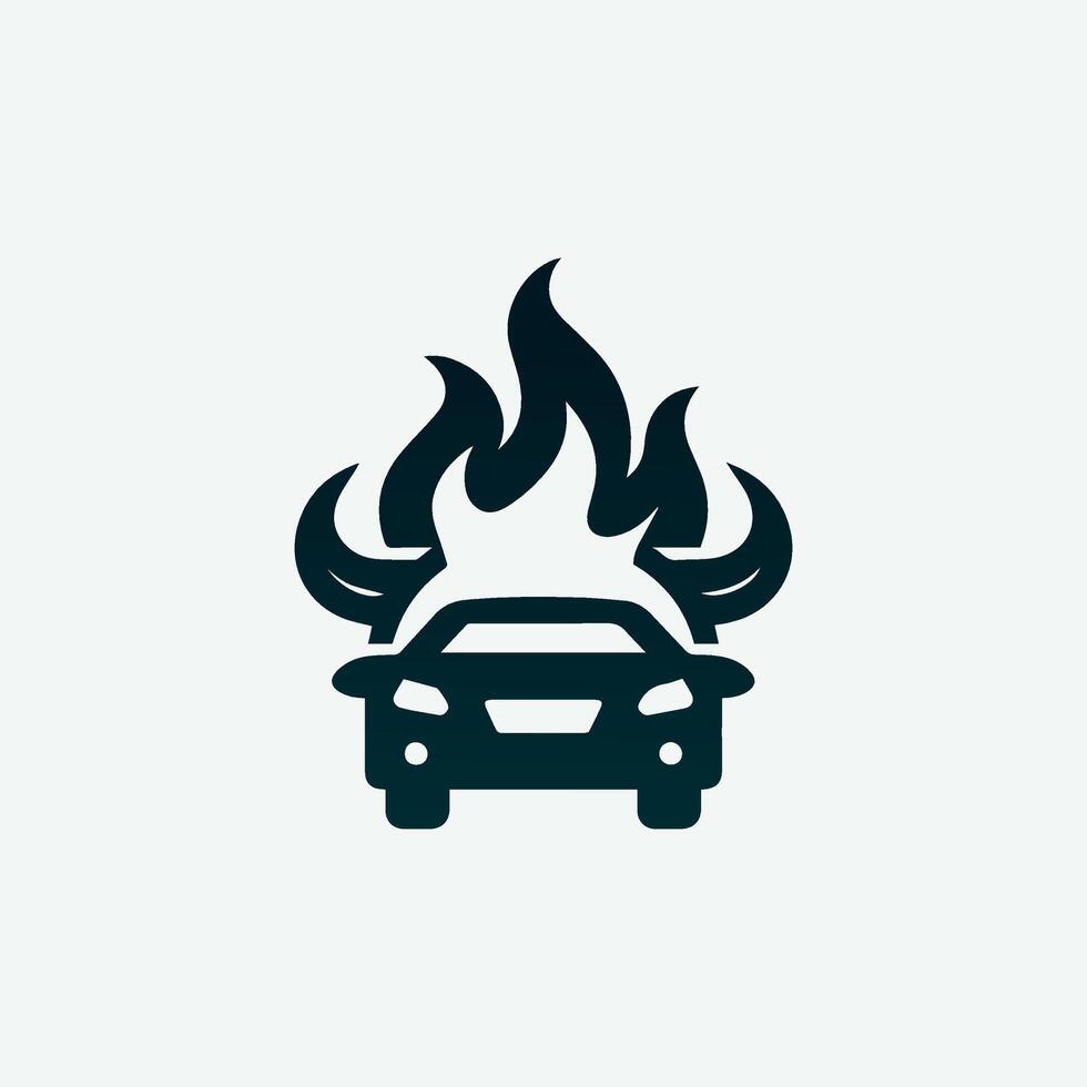 Car, Fire, and Bull head Logo Template Vector Use T-shirt design