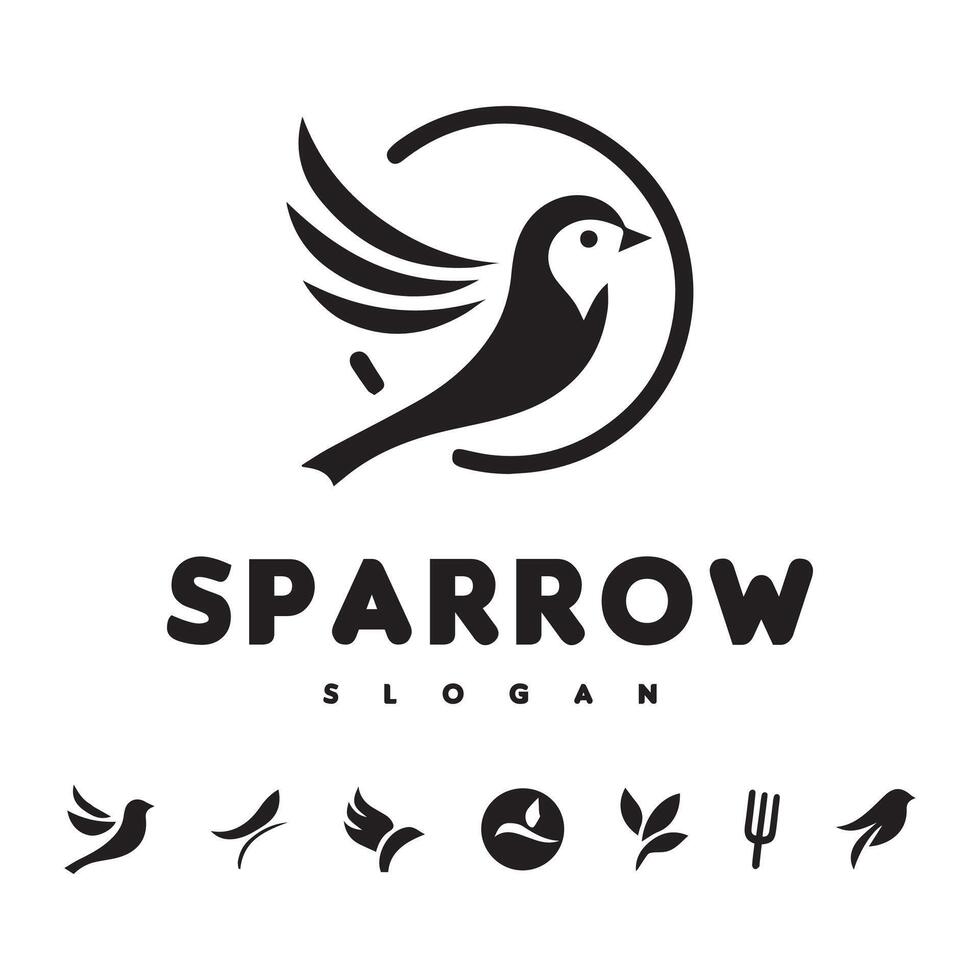 Sparrow Black and Write Vactor set illustration use logo, t-shirt vector