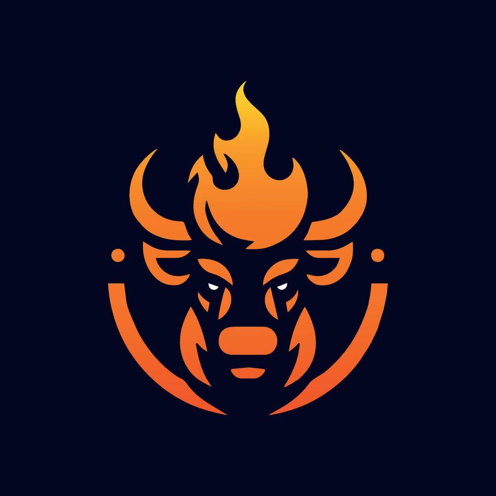 toro fuego cabeza logo vector modelo ilustración