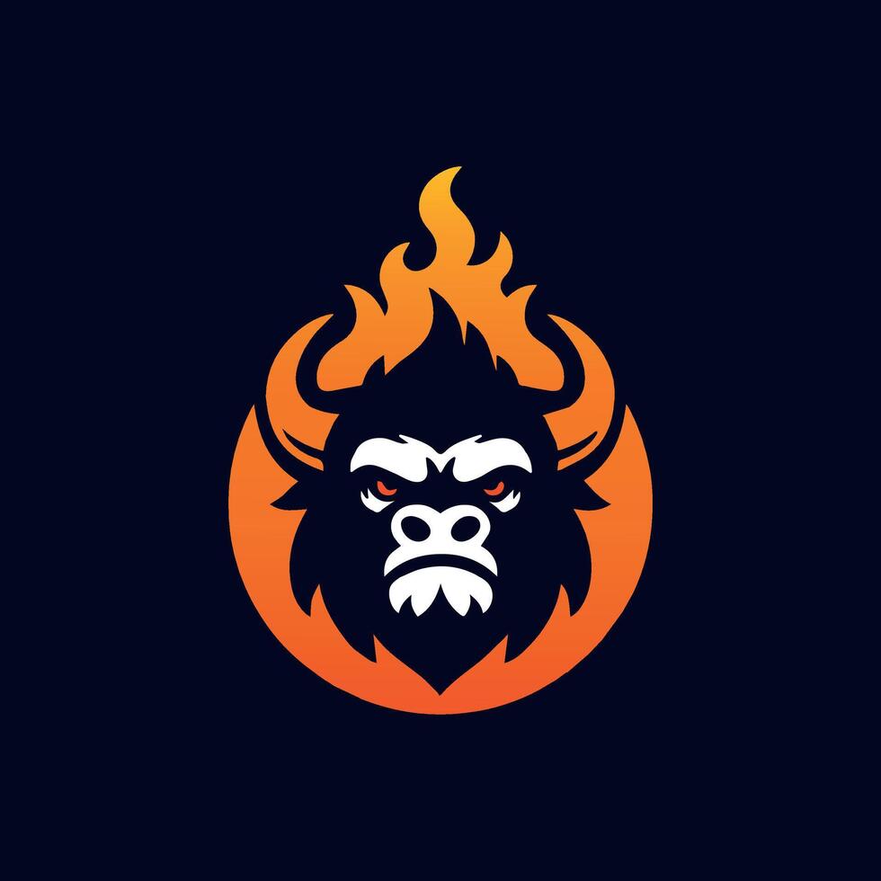 Bull Fire Head Logo Vector Template illustration