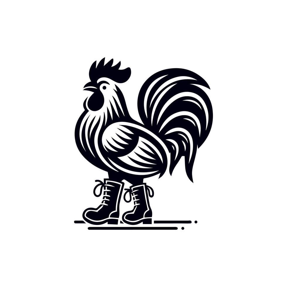 Wearing Rooster Boots Vactor illustration use logo, t-shirt vector